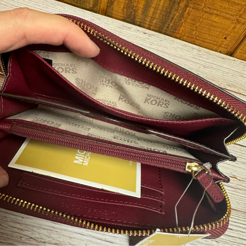 Michael Kors Jet Set Pebble Leather Wallet - Mulberry - Picture 4 of 5